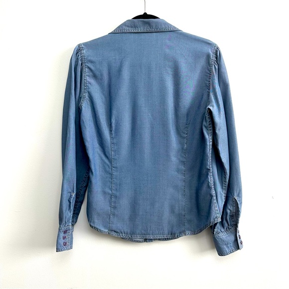 Liz Claiborne Button Down Denim Chambray Long-Sleeve Shirt - Picture 5 of 6